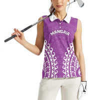 Custom Cook Islands Mangaia Women Sleeveless Polo Shirt Polynesian Tribal Tattoo