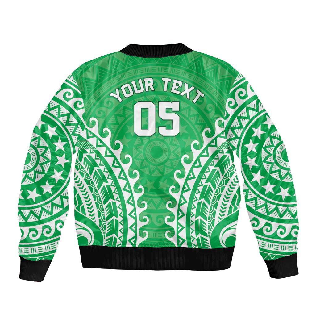 Custom Cook Islands Mitiaro Bomber Jacket Polynesian Tribal Tattoo