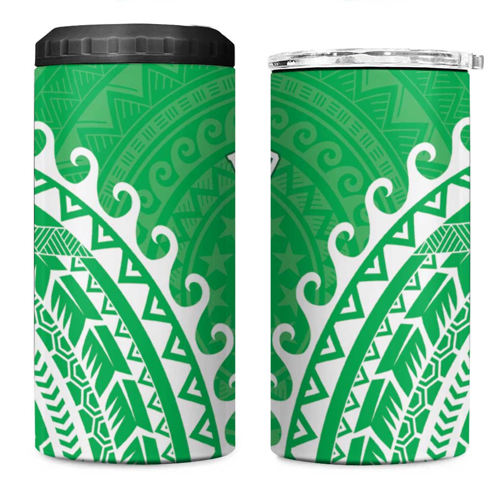 Cook Islands Mitiaro 4 in 1 Can Cooler Tumbler Polynesian Tribal Tattoo LT05 One Size: 16 oz Green - Polynesian Pride
