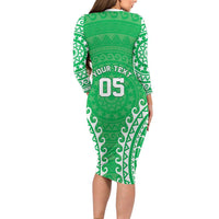 Custom Cook Islands Mitiaro Family Matching Long Sleeve Bodycon Dress and Hawaiian Shirt Polynesian Tribal Tattoo