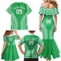 Custom Cook Islands Mitiaro Family Matching Mermaid Dress and Hawaiian Shirt Polynesian Tribal Tattoo