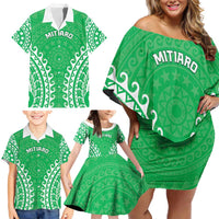 Custom Cook Islands Mitiaro Family Matching Off Shoulder Short Dress and Hawaiian Shirt Polynesian Tribal Tattoo