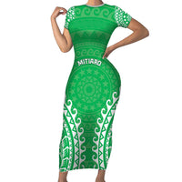 Custom Cook Islands Mitiaro Family Matching Short Sleeve Bodycon Dress and Hawaiian Shirt Polynesian Tribal Tattoo