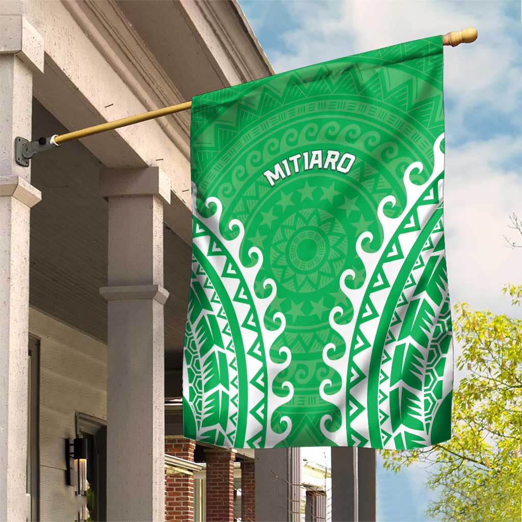 Cook Islands Mitiaro Garden Flag Polynesian Tribal Tattoo LT05 House Flag Green - Polynesian Pride