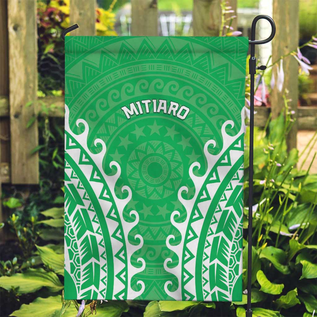 Cook Islands Mitiaro Garden Flag Polynesian Tribal Tattoo LT05 Garden Flag Green - Polynesian Pride