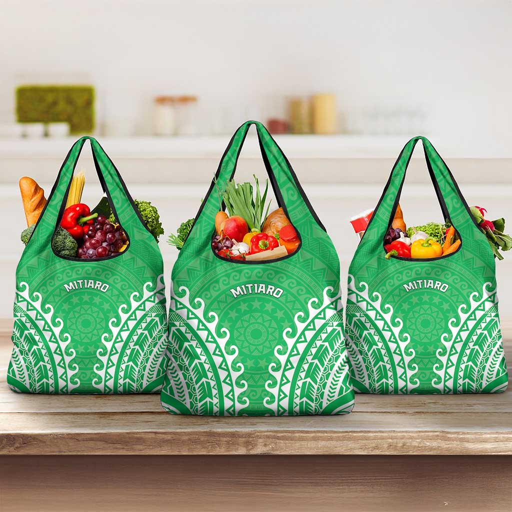 Custom Cook Islands Mitiaro Grocery Bag Polynesian Tribal Tattoo