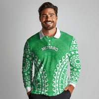 Custom Cook Islands Mitiaro Long Sleeve Polo Shirt Polynesian Tribal Tattoo