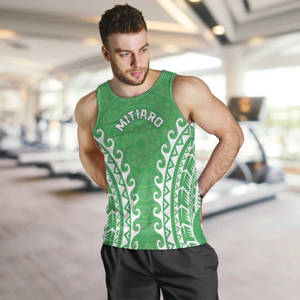 Custom Cook Islands Mitiaro Men Tank Top Polynesian Tribal Tattoo LT05 Green - Polynesian Pride
