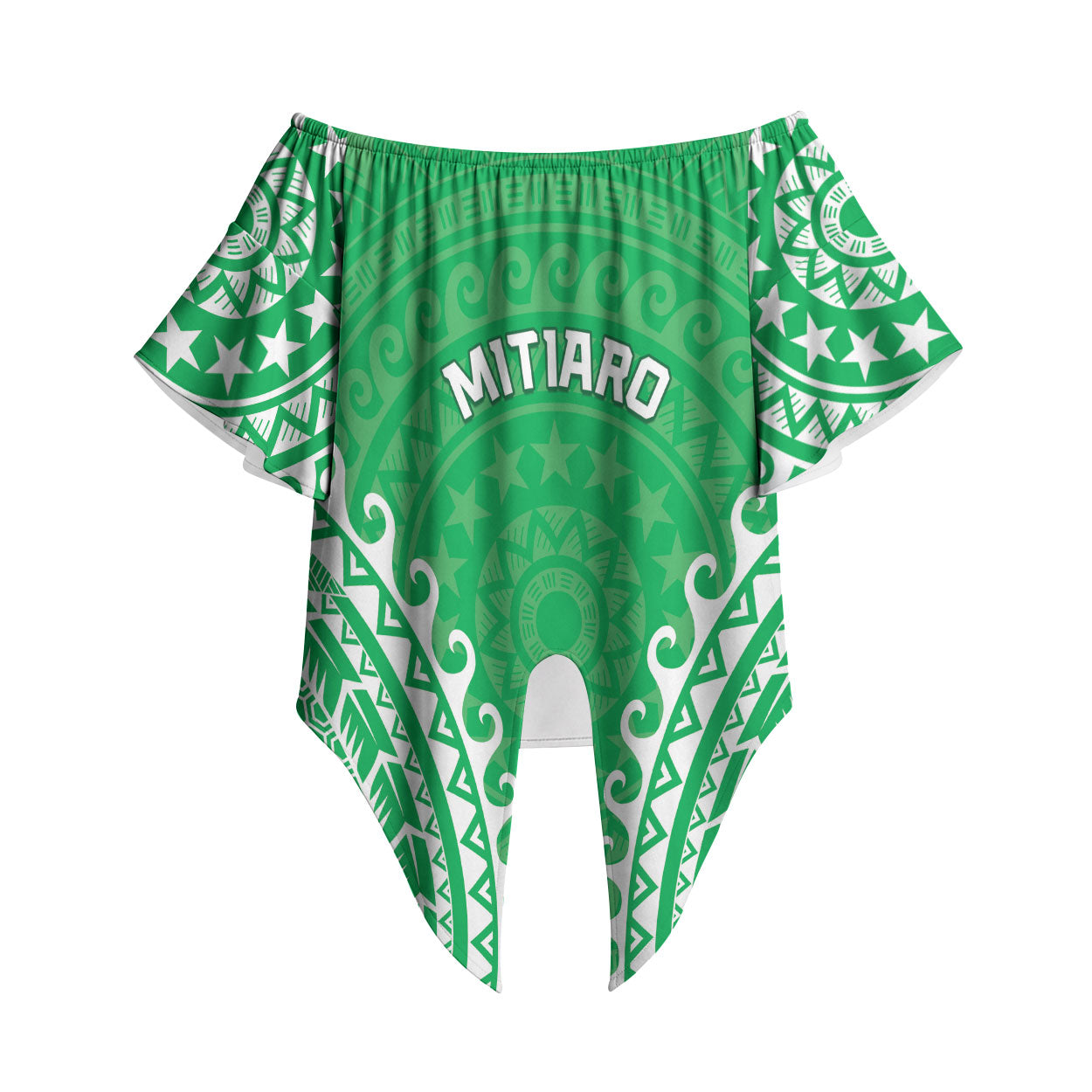 Custom Cook Islands Mitiaro Off Shoulder Wrap Waist Top Polynesian Tribal Tattoo LT05 Green - Polynesian Pride