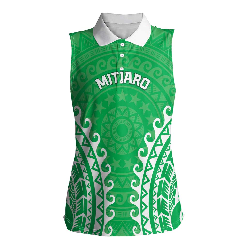 Custom Cook Islands Mitiaro Women Sleeveless Polo Shirt Polynesian Tribal Tattoo