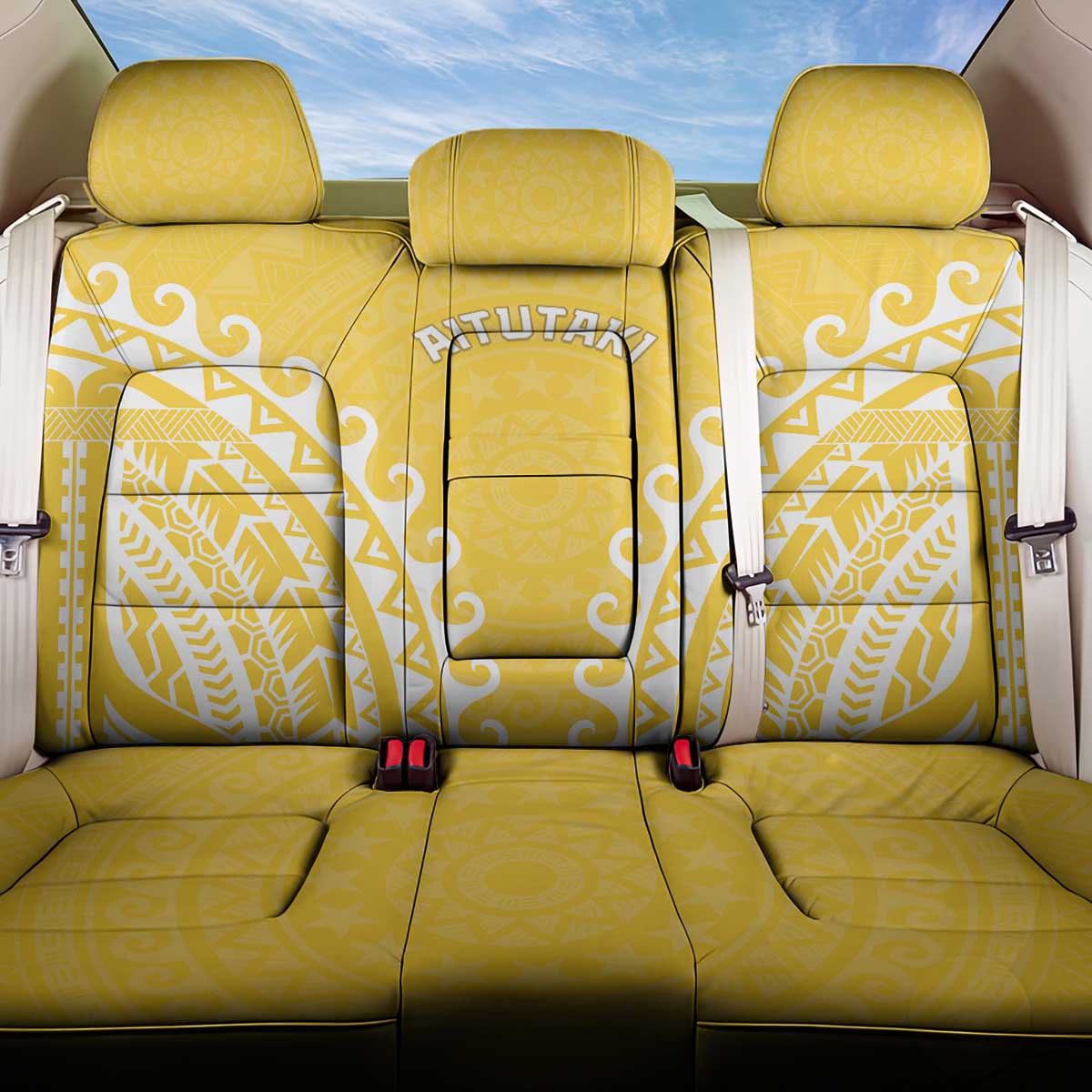 Custom Cook Islands Aitutaki Back Car Seat Cover Polynesian Tribal Tattoo