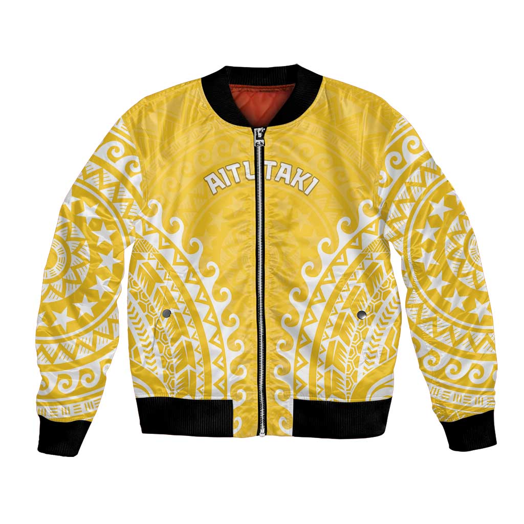 Custom Cook Islands Aitutaki Bomber Jacket Polynesian Tribal Tattoo