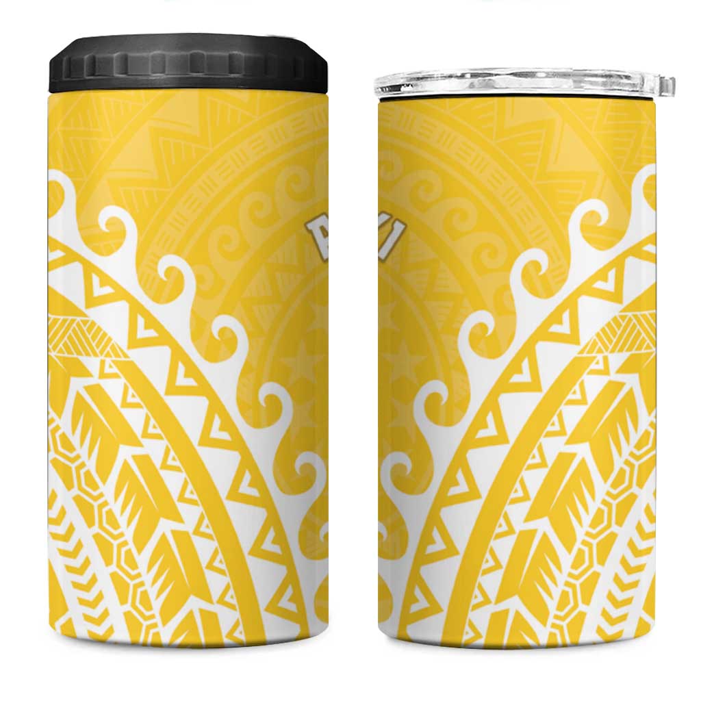 Cook Islands Aitutaki 4 in 1 Can Cooler Tumbler Polynesian Tribal Tattoo LT05 One Size: 16 oz Yellow - Polynesian Pride