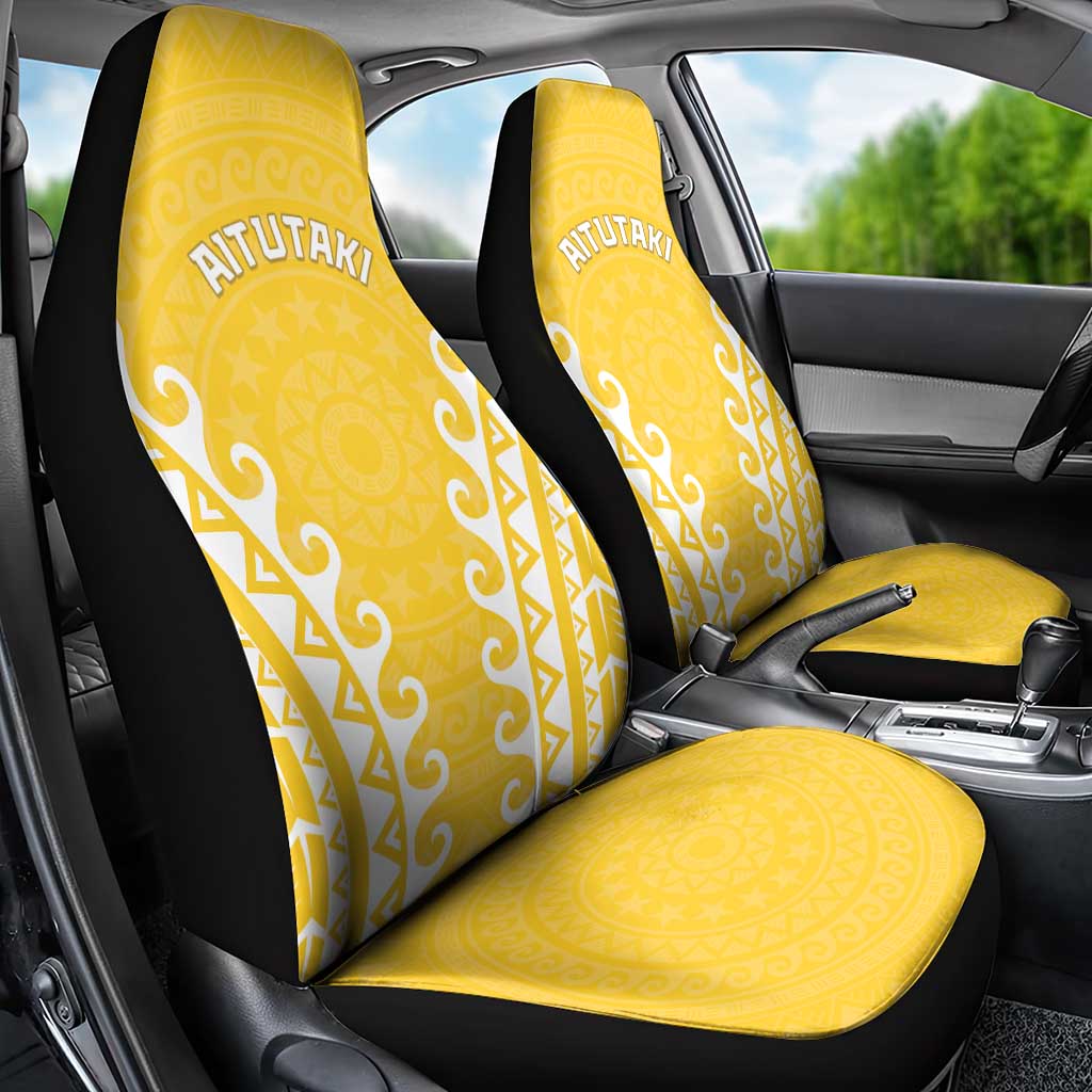Custom Cook Islands Aitutaki Car Seat Cover Polynesian Tribal Tattoo