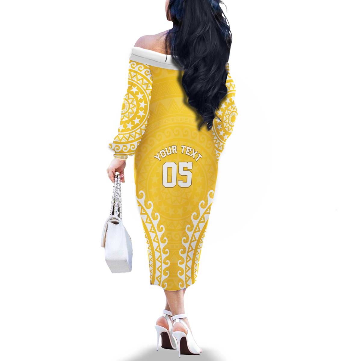 Custom Cook Islands Aitutaki Family Matching Off The Shoulder Long Sleeve Dress and Hawaiian Shirt Polynesian Tribal Tattoo