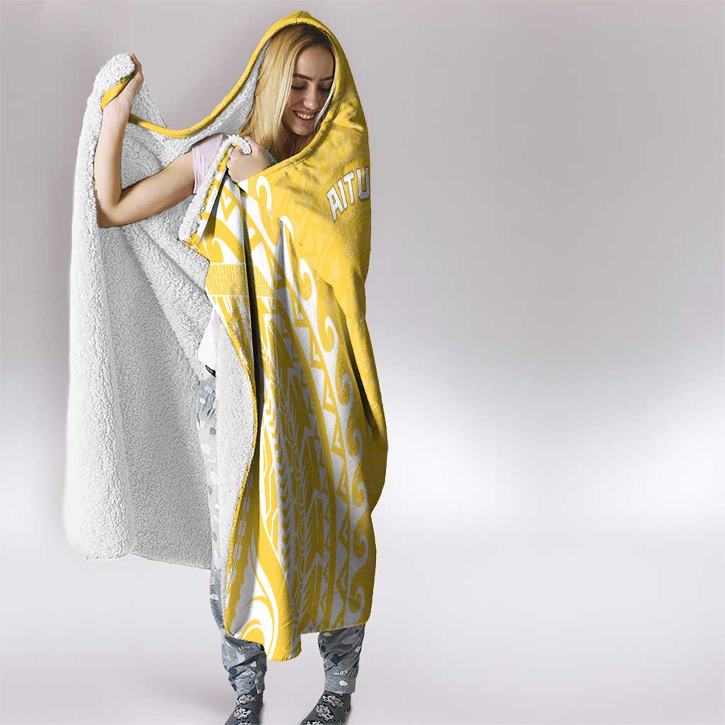 Custom Cook Islands Aitutaki Hooded Blanket Polynesian Tribal Tattoo