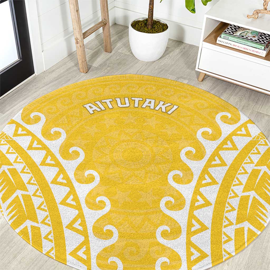 Custom Cook Islands Aitutaki Round Carpet Polynesian Tribal Tattoo
