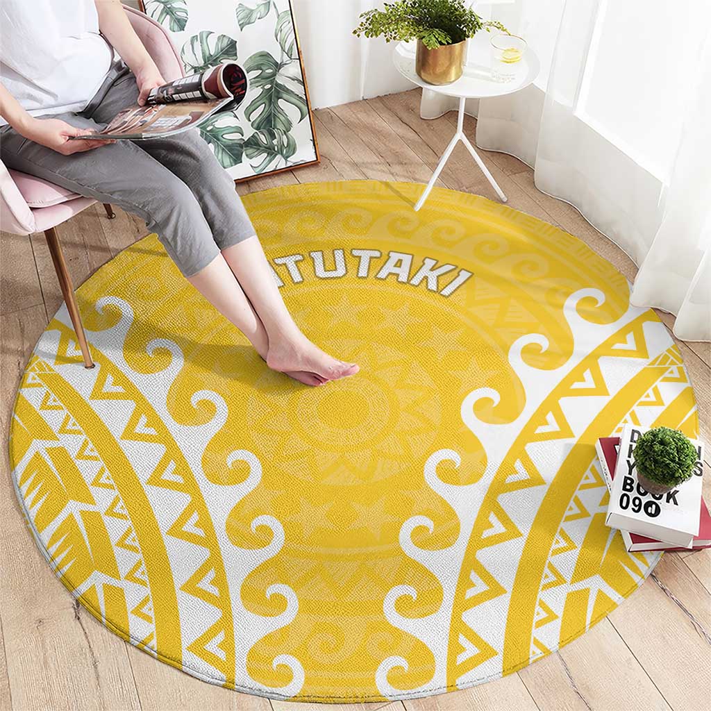 Custom Cook Islands Aitutaki Round Carpet Polynesian Tribal Tattoo