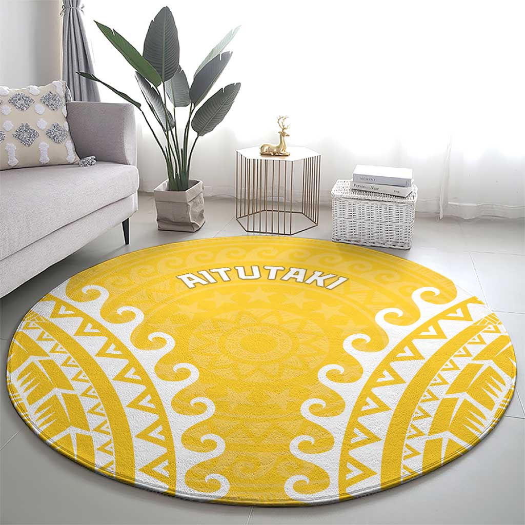 Custom Cook Islands Aitutaki Round Carpet Polynesian Tribal Tattoo
