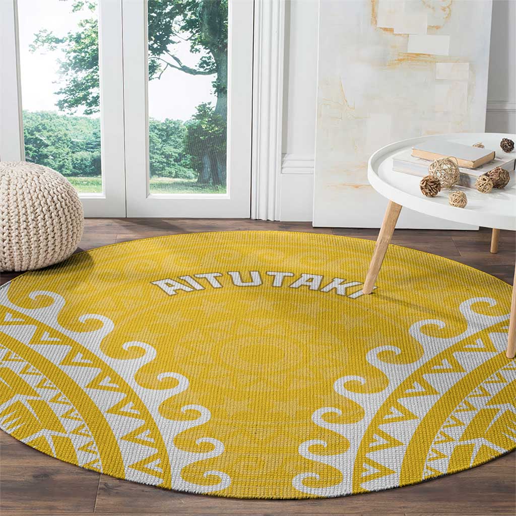 Custom Cook Islands Aitutaki Round Carpet Polynesian Tribal Tattoo