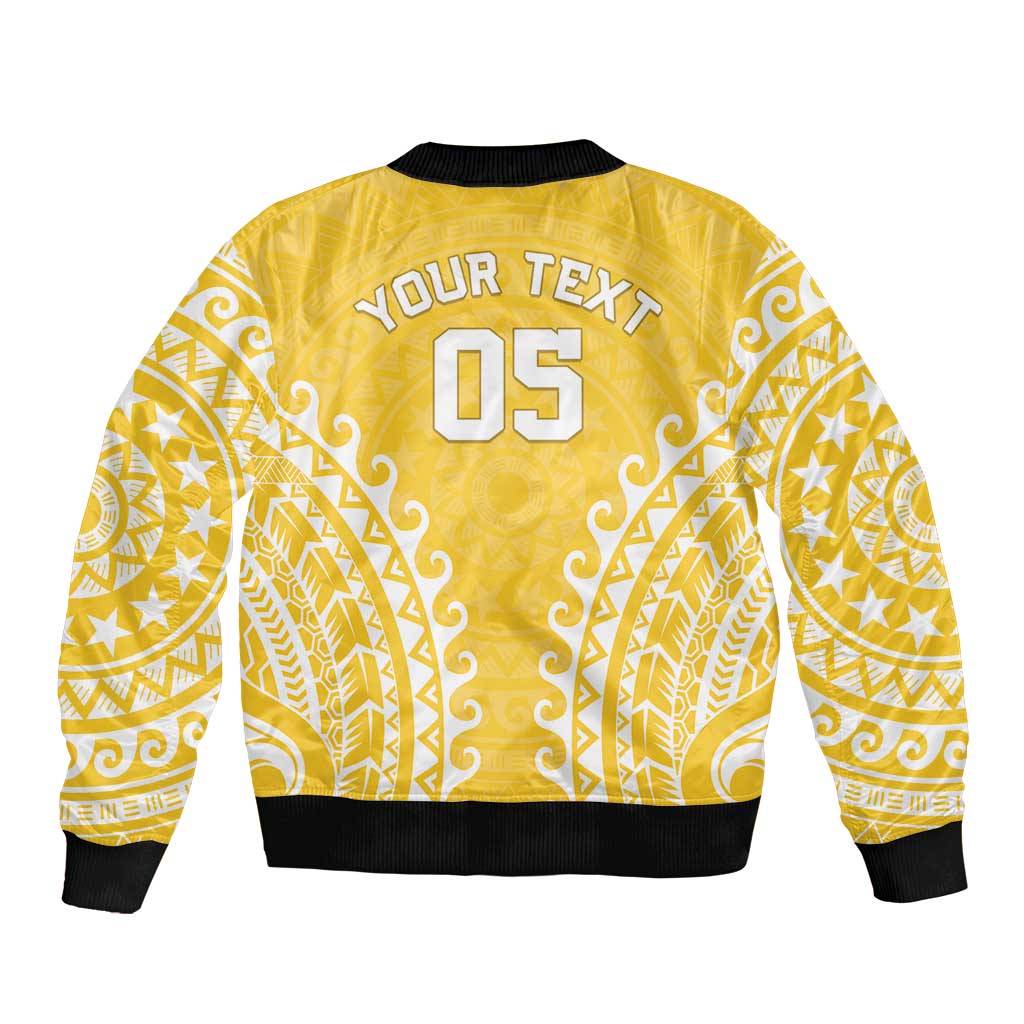 Custom Cook Islands Aitutaki Sleeve Zip Bomber Jacket Polynesian Tribal Tattoo