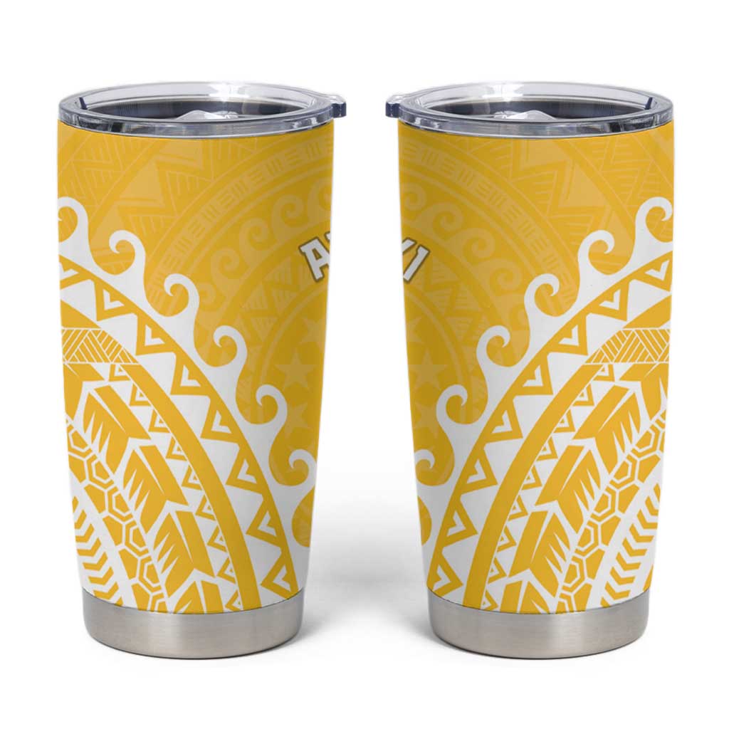 Cook Islands Aitutaki Tumbler Cup Polynesian Tribal Tattoo LT05 Yellow - Polynesian Pride