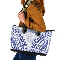 Custom Cook Islands Palmerston Leather Tote Bag Polynesian Tribal Tattoo