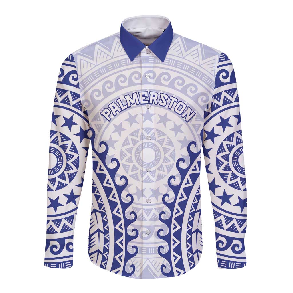 Custom Cook Islands Palmerston Long Sleeve Button Shirt Polynesian Tribal Tattoo