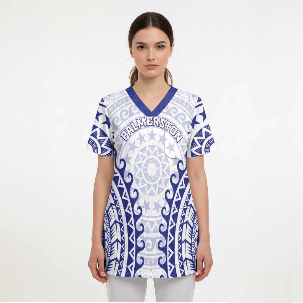 Custom Cook Islands Palmerston Scrub Top Polynesian Tribal Tattoo - Polynesian Pride