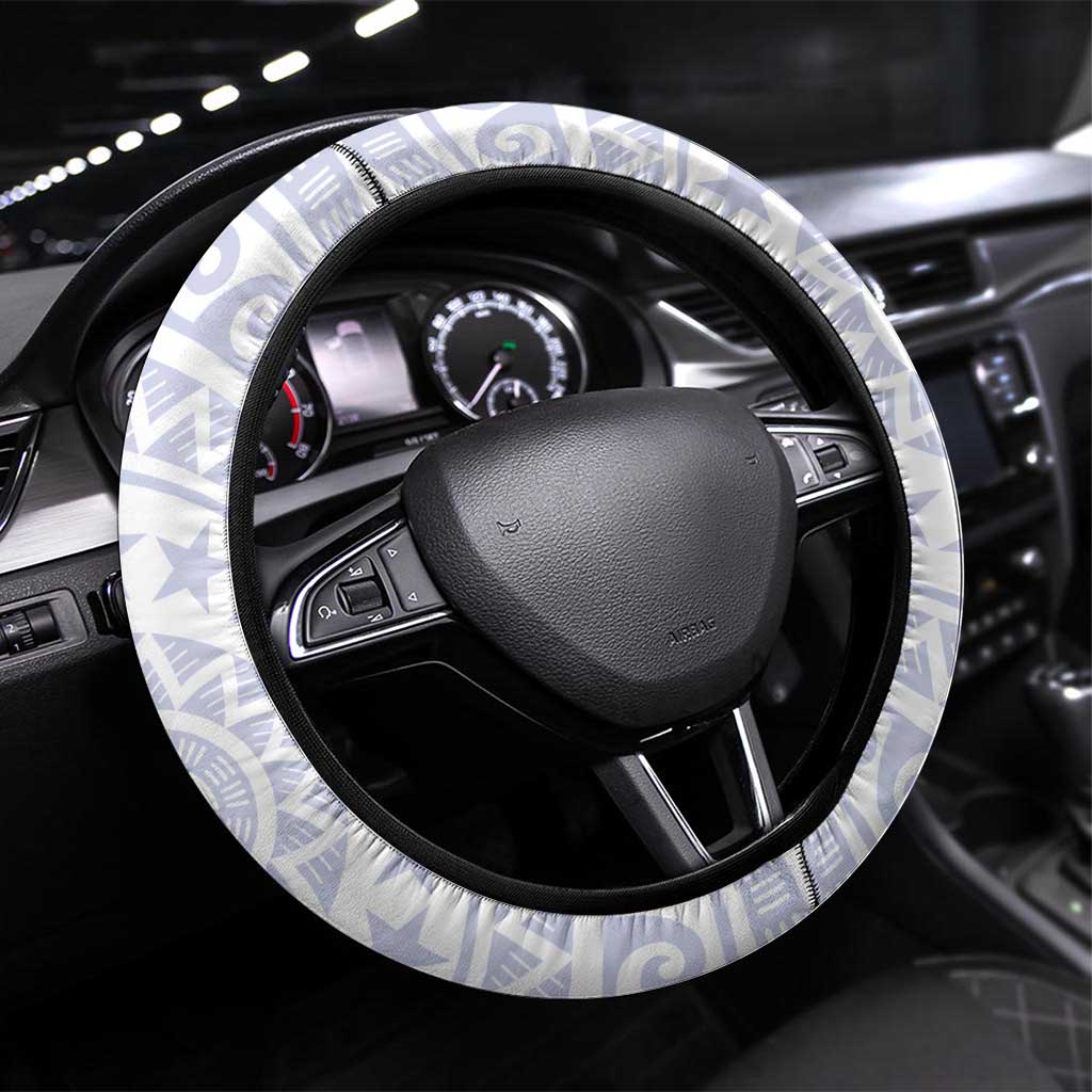 Cook Islands Palmerston Steering Wheel Cover Polynesian Tribal Tattoo LT05 Universal Fit Navy - Polynesian Pride