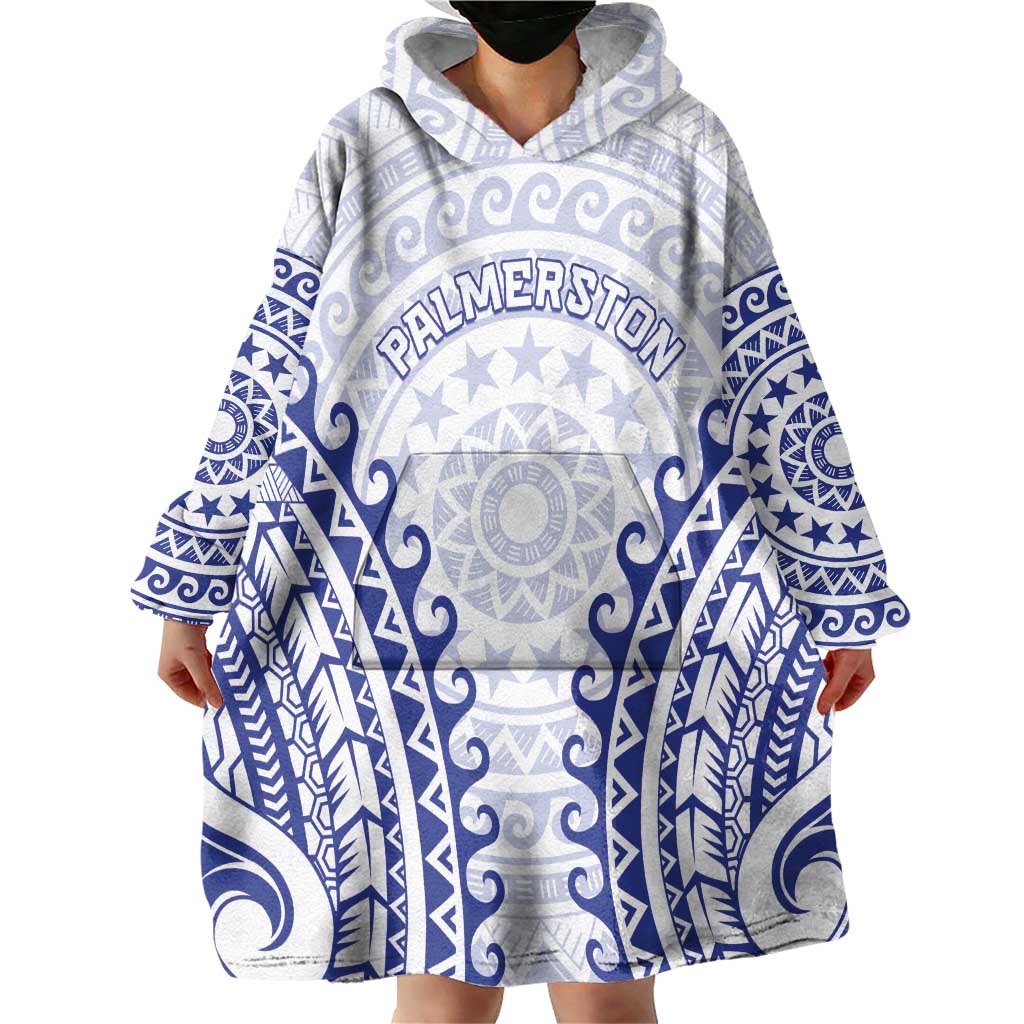 Custom Cook Islands Palmerston Wearable Blanket Hoodie Polynesian Tribal Tattoo