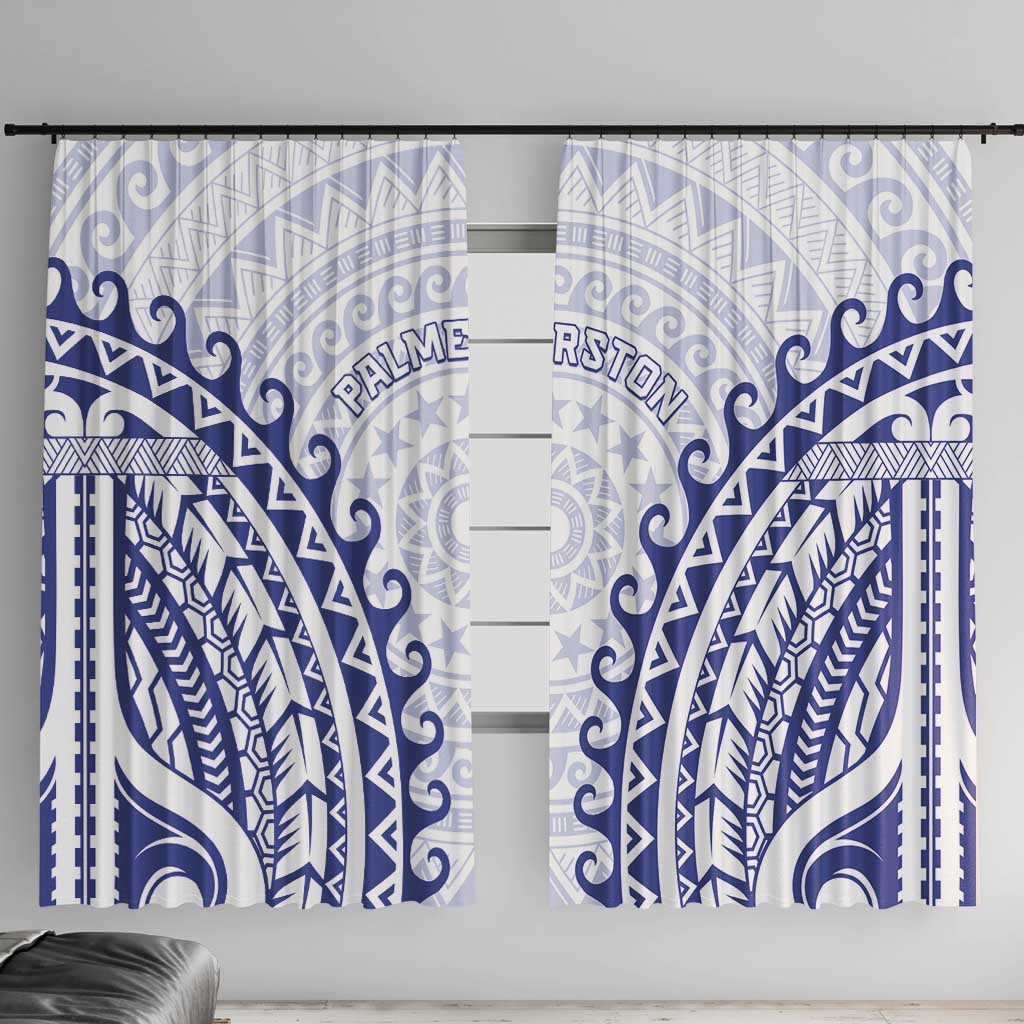 Cook Islands Palmerston Window Curtain Polynesian Tribal Tattoo LT05 With Hooks Navy - Polynesian Pride