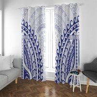 Cook Islands Palmerston Window Curtain Polynesian Tribal Tattoo LT05 With Grommets Navy - Polynesian Pride