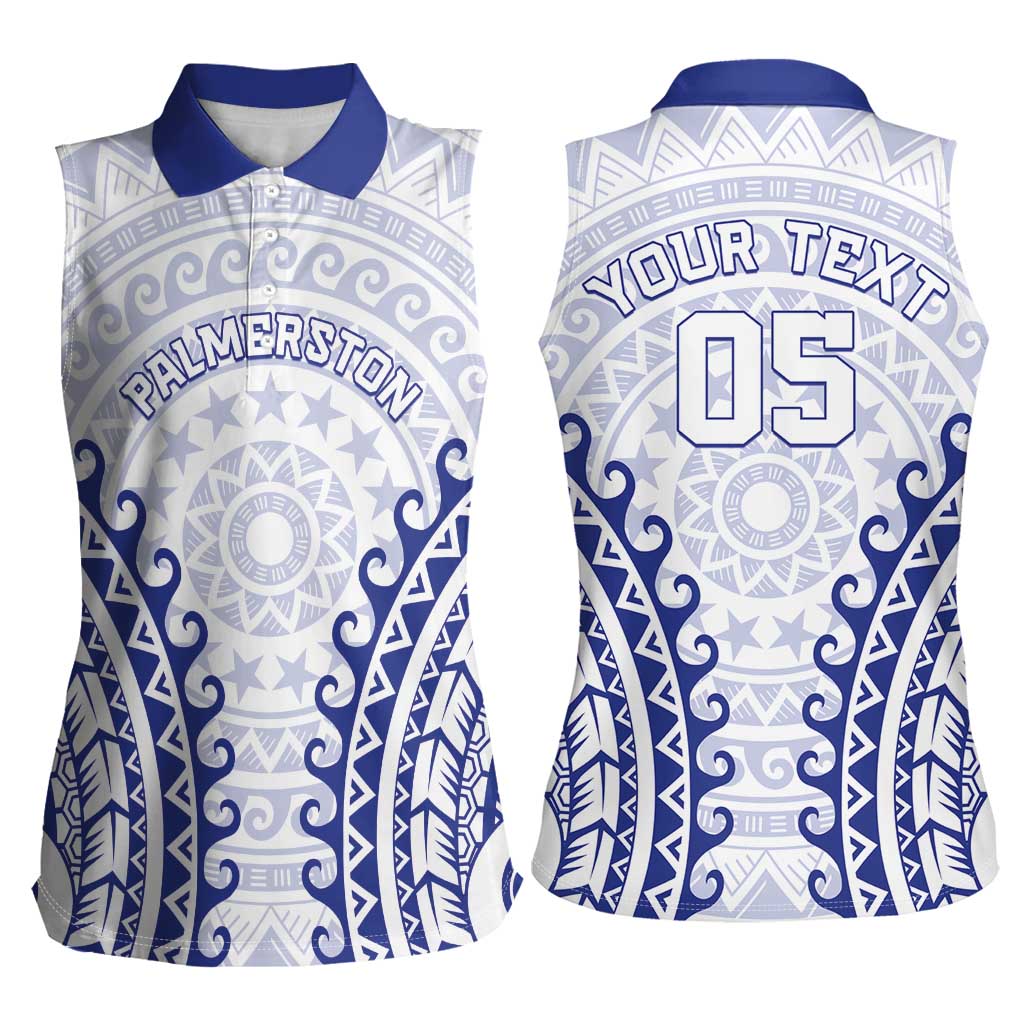 Custom Cook Islands Palmerston Women Sleeveless Polo Shirt Polynesian Tribal Tattoo