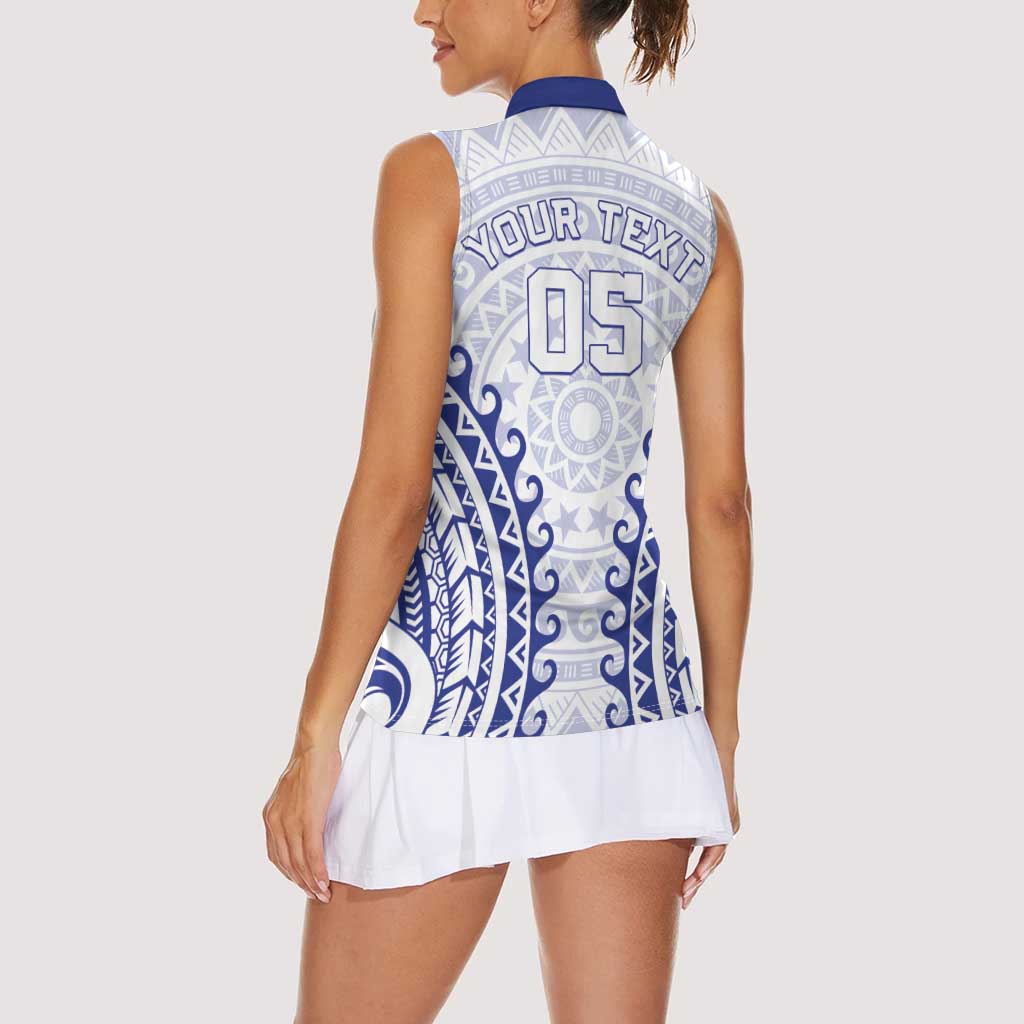 Custom Cook Islands Palmerston Women Sleeveless Polo Shirt Polynesian Tribal Tattoo