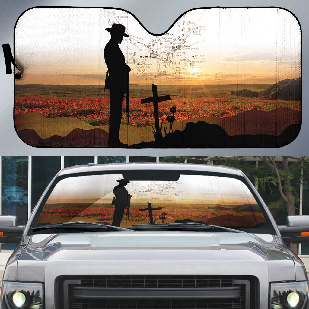 Australia And New Zealand ANZAC Day Auto Sun Shade Battle Of Beersheba LT05 Beige - Polynesian Pride
