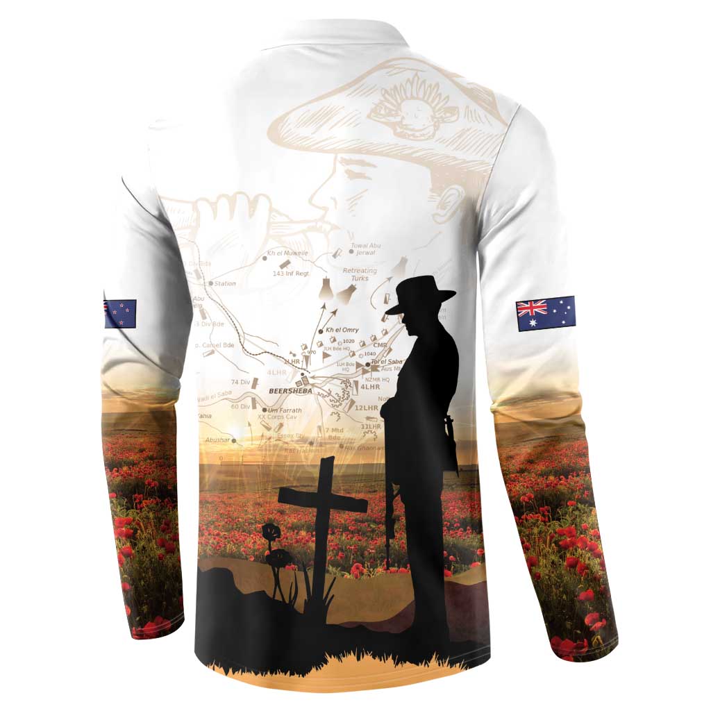 Australia And New Zealand ANZAC Day Button Sweatshirt Battle Of Beersheba LT05 - Polynesian Pride