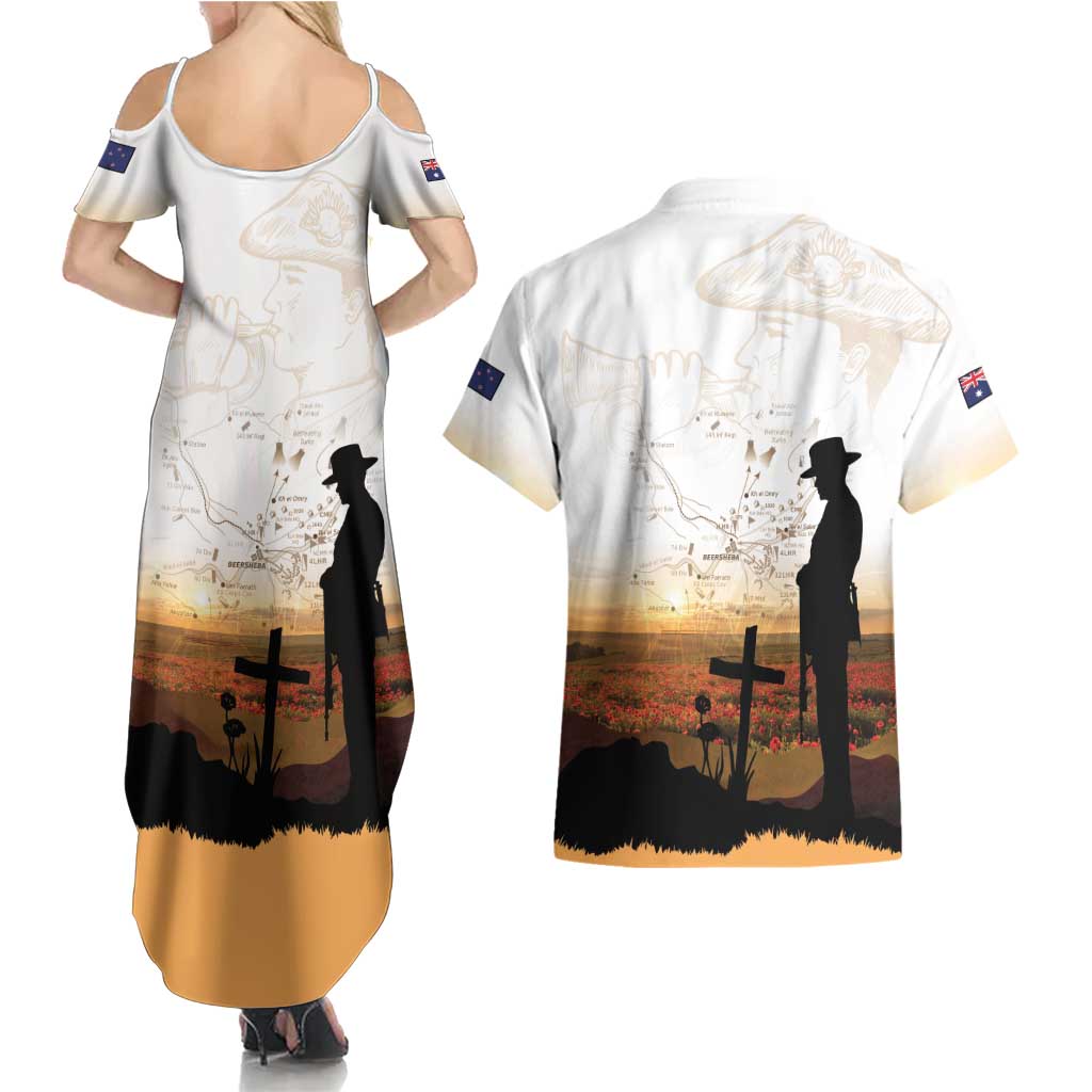 Australia And New Zealand ANZAC Day Couples Matching Summer Maxi Dress and Hawaiian Shirt Battle Of Beersheba