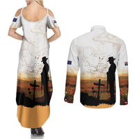 Australia And New Zealand ANZAC Day Couples Matching Summer Maxi Dress and Long Sleeve Button Shirt Battle Of Beersheba