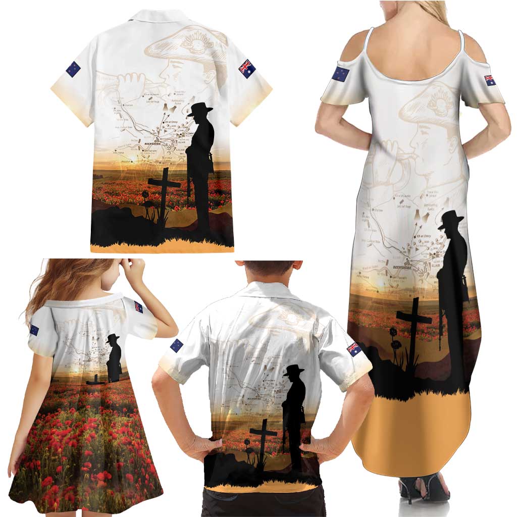 Australia And New Zealand ANZAC Day Family Matching Summer Maxi Dress and Hawaiian Shirt Battle Of Beersheba