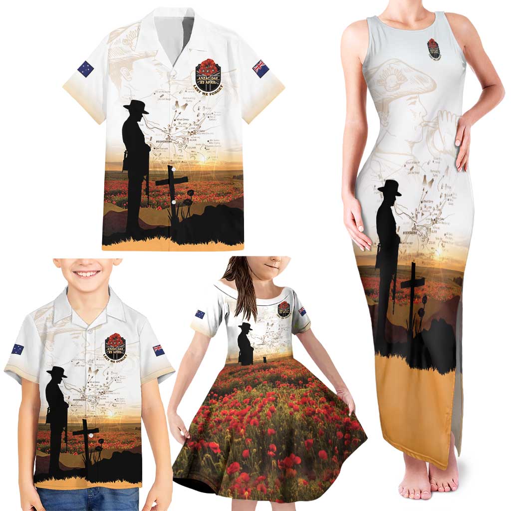 Australia And New Zealand ANZAC Day Family Matching Tank Maxi Dress and Hawaiian Shirt Battle Of Beersheba