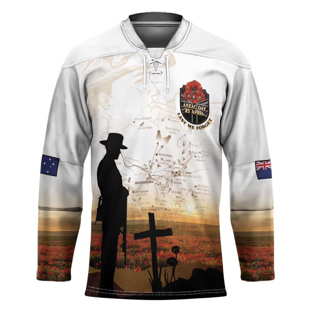 Australia And New Zealand ANZAC Day Hockey Jersey Battle Of Beersheba LT05 Unisex Beige - Polynesian Pride