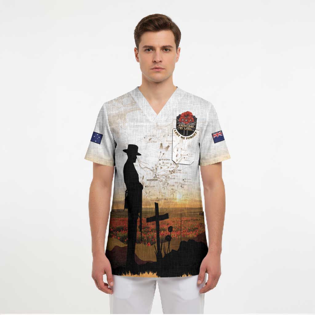 Australia And New Zealand ANZAC Day Scrub Top Battle Of Beersheba LT05 - Polynesian Pride