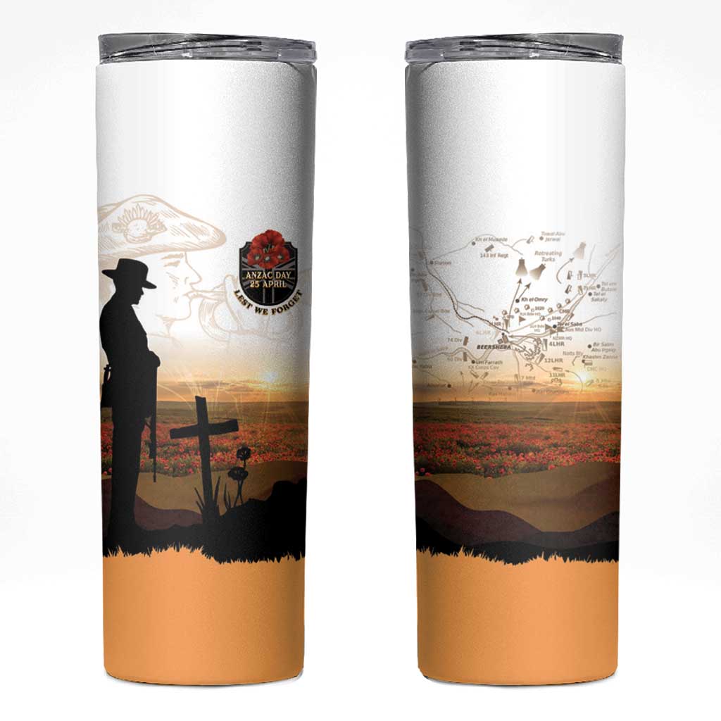 Australia And New Zealand ANZAC Day Skinny Tumbler Battle Of Beersheba LT05 Beige - Polynesian Pride