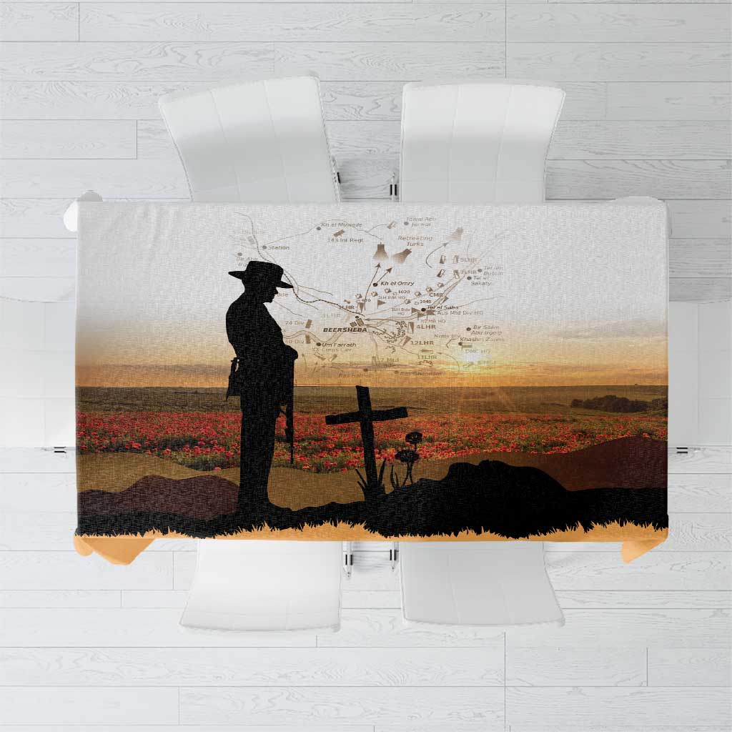 Australia And New Zealand ANZAC Day Tablecloth Battle Of Beersheba LT05 Beige - Polynesian Pride