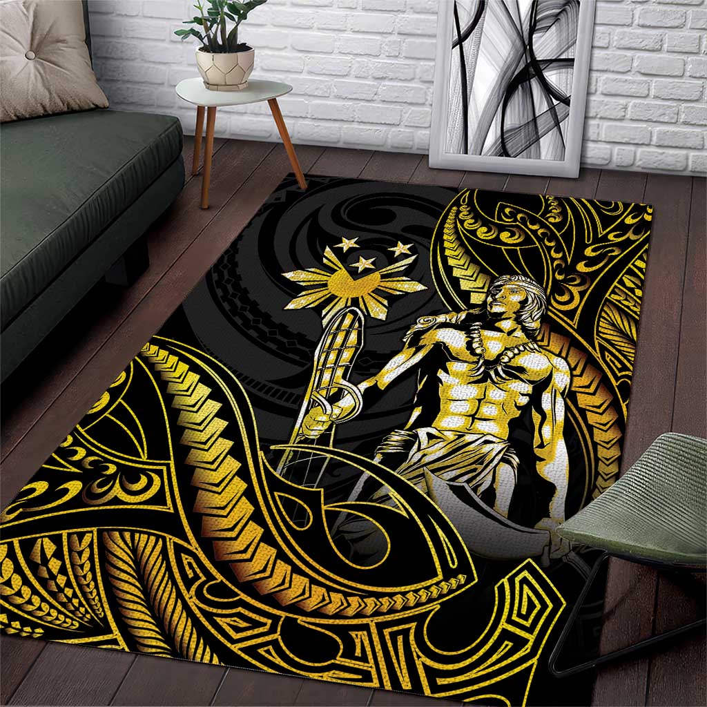 Filipinos Lapu Lapu Hero Area Rug Gold Polynesian Tribal Tattoo LT05 Gold - Polynesian Pride