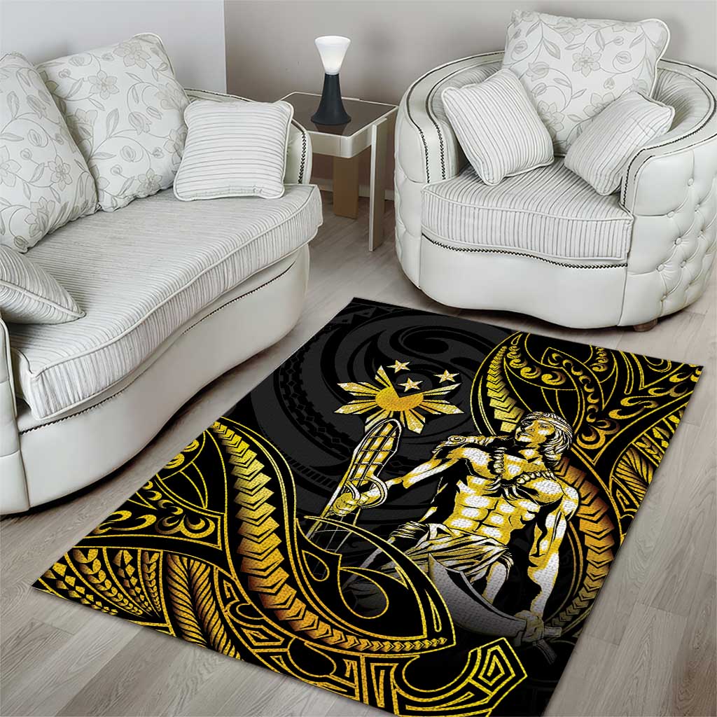 Filipinos Lapu Lapu Hero Area Rug Gold Polynesian Tribal Tattoo LT05 - Polynesian Pride