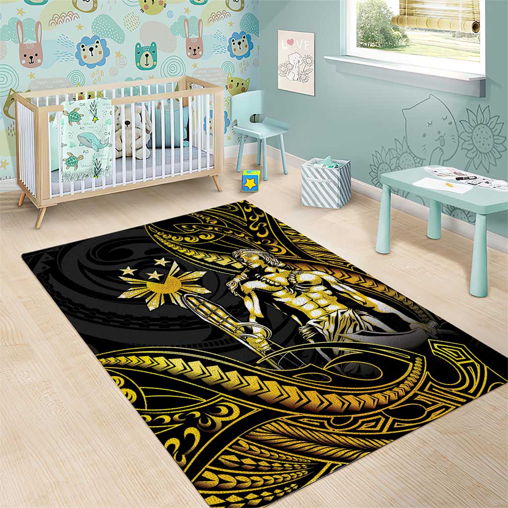 Filipinos Lapu Lapu Hero Area Rug Gold Polynesian Tribal Tattoo LT05 - Polynesian Pride