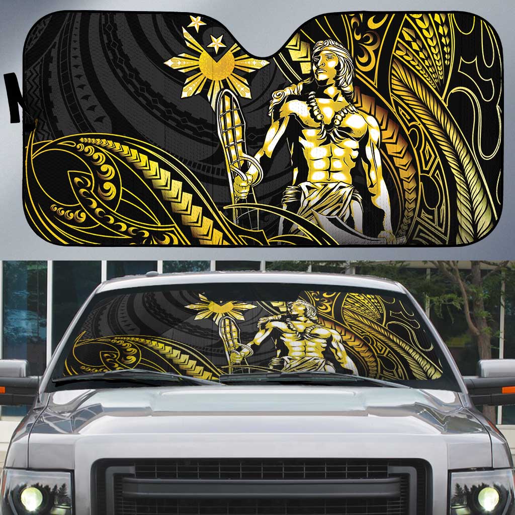 Filipinos Lapu Lapu Hero Auto Sun Shade Gold Polynesian Tribal Tattoo LT05 Gold - Polynesian Pride