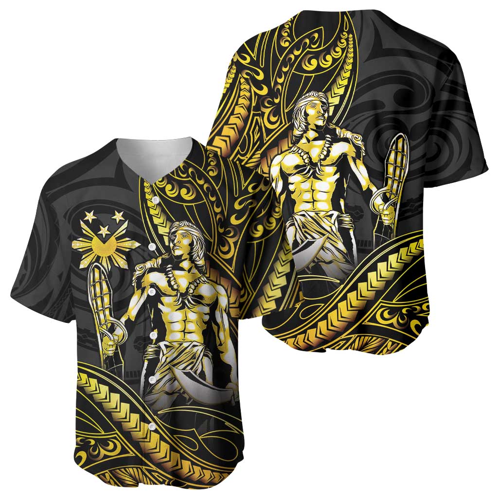 Filipinos Lapu Lapu Hero Baseball Jersey Gold Polynesian Tribal Tattoo LT05 - Polynesian Pride